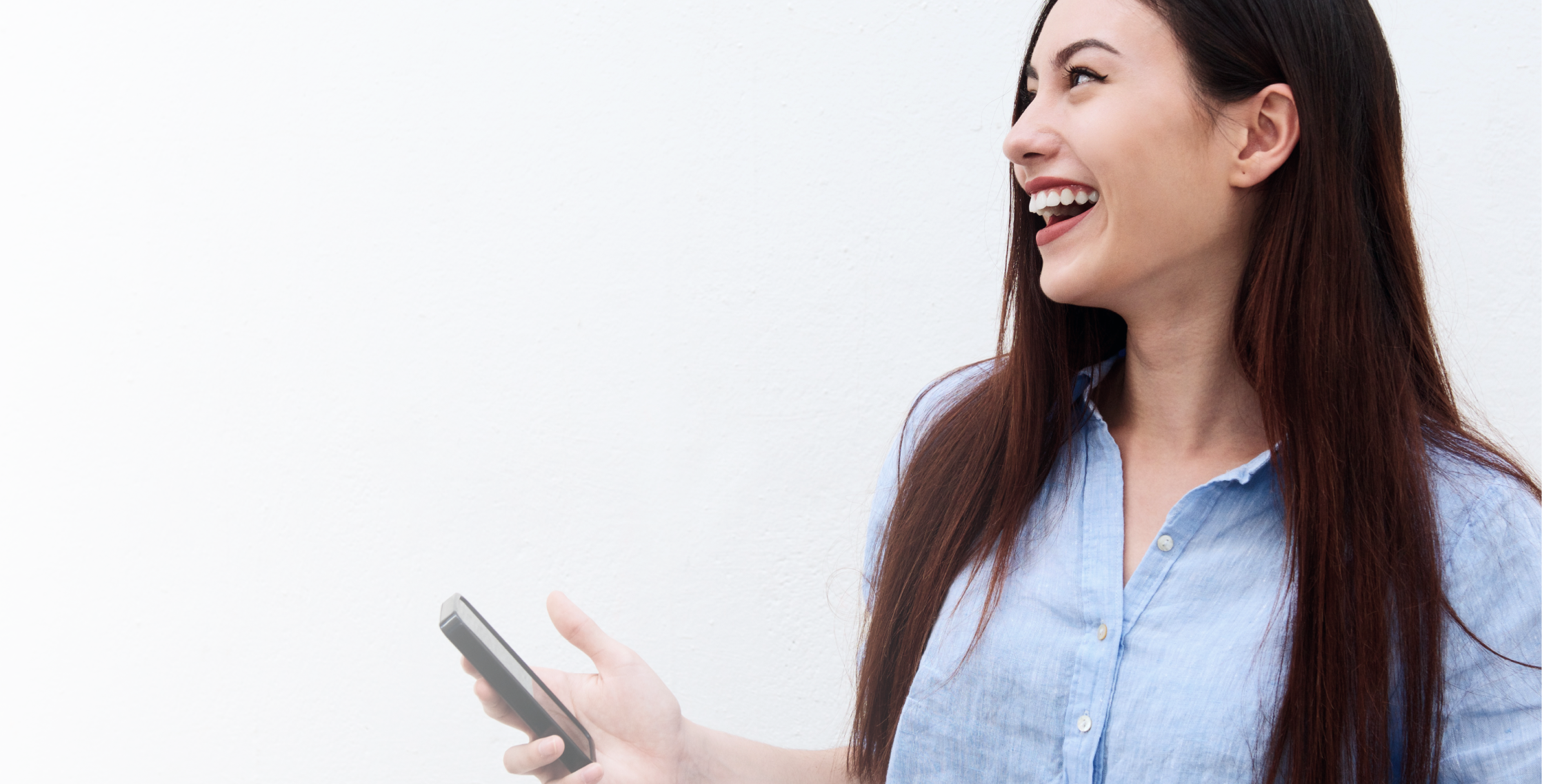 Woman using iPhone