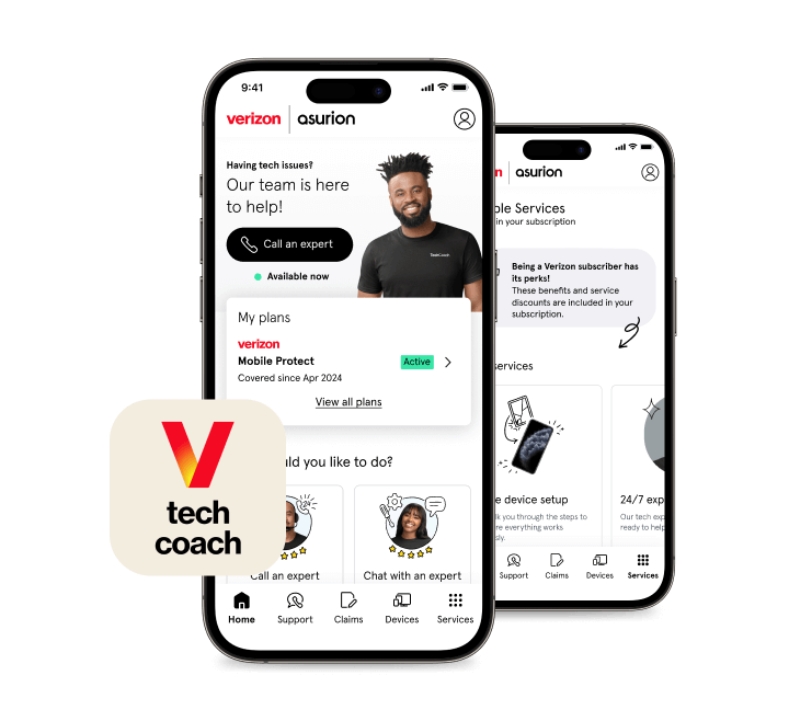 Verizon Tech Coach App screens